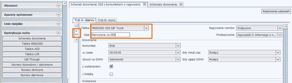 Poziom 2: Kierowanie ruchu na tablicę numerów MSN/DDI – ProximaWeb/LibraWeb